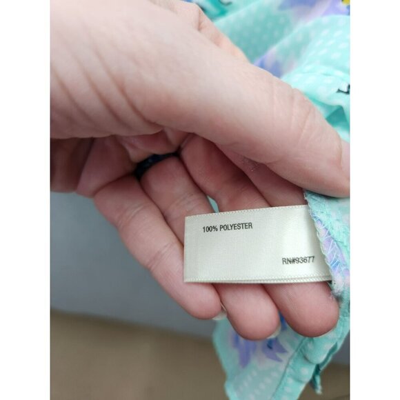 I ♥ Ronson Womens XL Mint Floral Print Blouse With Embellished Collar Cap Sleeve - Picture 5 of 7